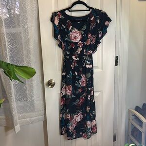 LOFT Navy Floral Dress